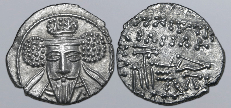 Kings of Parthia, Vologases V AR Drachm. Ekbatana, circa AD 191-208. Diademed fa...