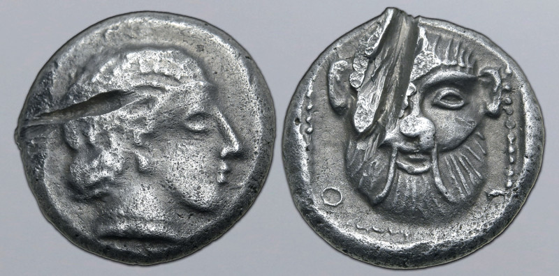 Philistia (Palestine), Gaza AR Drachm. Circa 450-333 BC. Male head to right, wit...
