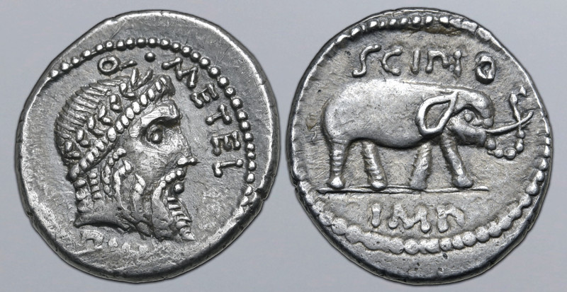 Q. Caecilius Metellus Pius Scipio AR Denarius. Military mint travelling with Sci...