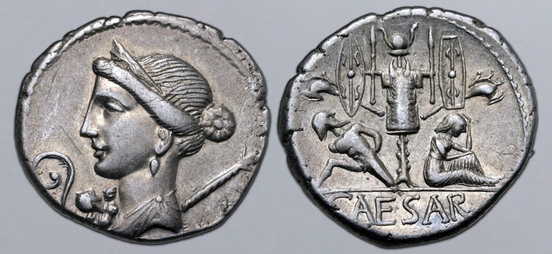 Julius Caesar AR Denarius. Military mint travelling with Caesar in Spain, 46-45 ...
