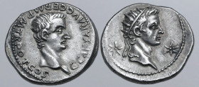 Caligula, with Divus Augustus, AR Denarius. Lugdunum, AD 37. C • CAESAR • AVG • GERM • P • M • TR • POT • COS, bare head of Gaius ‘Caligula’ to right ...