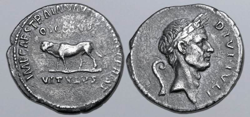 Trajan AR Denarius. Restoration issue of Julius Caesar. Rome, AD 105. IMP CAES T...