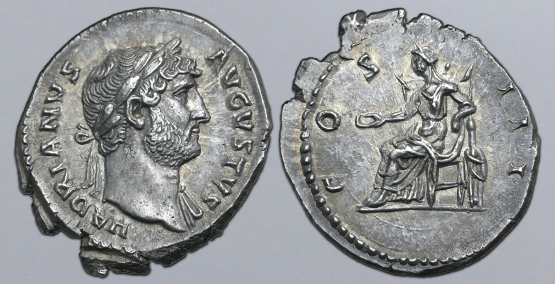 Hadrian AR Denarius. Rome, AD 125-128. HADRIANVS AVGVSTVS, laureate bust to righ...