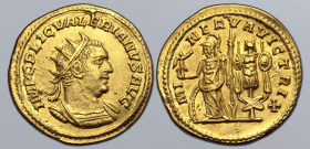 Valerian I AV Binio (Double Aureus). Samosata (?), AD 255-256. IMP C P LIC VALERIANVS AVG, radiate and cuirassed bust to right / MINERVA VICTRIX, Mine...