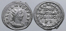 Gallienus BI Antoninianus. Antioch, AD 263. GALLIENVS P F AVG, radiate and cuirassed bust to right / S P Q R OPTIMO PRINCIPI in four lines in laurel w...