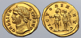 Gallienus AV Heavy Aureus. Rome, AD 265-266. GALLIENVS P F AVG, head to left, with slightly uplifted gaze, wearing wreath of grain leaves / VICTORIA A...