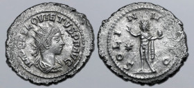 Quietus BI Antoninianus. Samosata, AD 260-261. IMP C FVL QVIETVS P F AVG, radiate, draped and cuirassed bust to right / SOL INV[IC]TO, Sol standing fa...