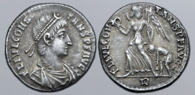 Constans AR Siliqua. Rome, AD 347. FL IVL CONSTANS P F AVG, pearl-diademed, draped and cuirassed bust to right / FL IVL CONSTANS P F AVGG, Victory adv...