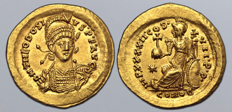 Theodosius II AV Solidus. Constantinople, AD 441-450. D N THEODOSIVS • P • F • A...