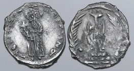 Constans II AR Ceremonial ½ Hexagram. Constantinople, AD 652-654. ∂ N CONSƮANƮINЧS P P AV, Constans standing facing, wearing crown and chlamys and hol...