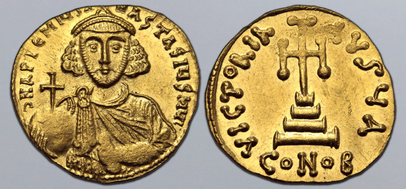 Anastasius II Artemius AV Solidus. Constantinople, AD 713-715. ∂ N ARTЄMIЧS ANAS...