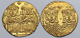 Constantine VI, with Leo III, Constantine V, and Leo IV, AV Solidus. Constantinople, AD 780-787. [LЄOҺ VS S ЄςςOҺ COҺSƮAҺƮIҺOS O ҺЄOS], Leo IV and Con...