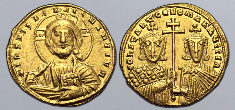 Constantine VII Porphyrogenitus, with Romanus II, AV Solidus. Constantinople, AD...