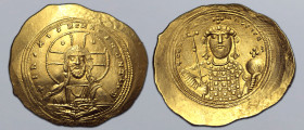 Constantine IX Monomachus AV Histamenon Nomisma. Constantinople, AD 1049-1053. ⧾ IҺS XIS RЄX RЄGNANTIҺM, bust of Christ facing, wearing crown, pallium...