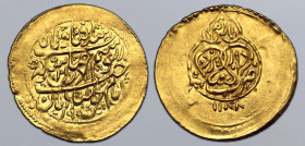 Zands, Muhammad Karim Khan AV 1/4 Mohur. Type C. Yazd mint, AH 1188 = AD 1774. Name and titles in five lines / Mint epithet within cartouche, date bel...