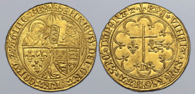 Anglo-Gallic, Henry VI of England and France AV Salut d’or. Saint-Lô mint, second issue, struck from 6 September 1423. ⚜ ҺЄИRICVS : DЄI : GRA : FRACOR...