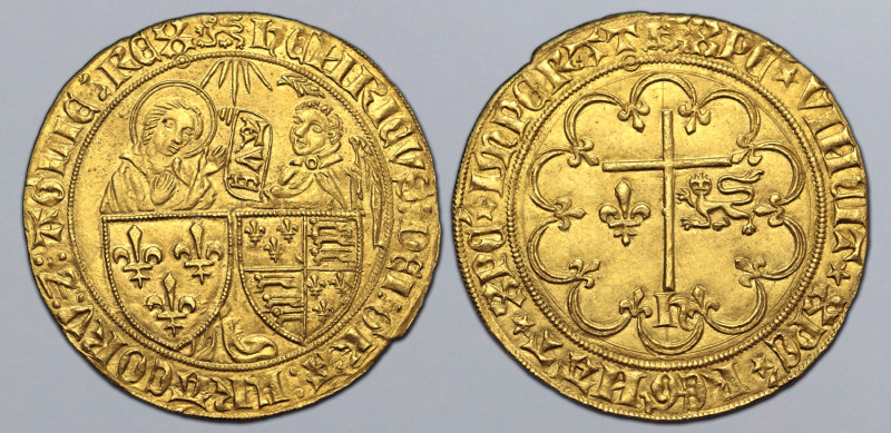 Anglo-Gallic, Henry VI of England and France AV Salut d'or. Rouen mint, second i...