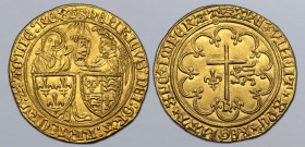 Anglo-Gallic, Henry VI of England and France AV Salut d’or. Rouen mint, second issue, 1433-1444. Étienne Marcel, mintmaster. (leopard) ҺЄИRICVS : DЄI ...