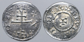 Anglo-Saxon, Kings of All England. Cnut AR Penny. Ebraice Civitas type. York mint, 900-905. Patriarchal cross, one letter of CNVT at the end of each a...