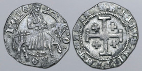 Crusader States, Cyprus (Lusignan Kingdom). James II AR Gros. 1460-1473. IA COBO DEI G, king riding to right, holding sword / R IЄRVSALЄM CIPRI ЄT A, ...