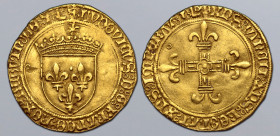 France, Kingdom. Louis XII AV Écu d'or au soleil de Provence. Tarascon mint, struck from 25 April 1498. (crowned lis) LVDOVICVS ⦂ D ⦂ G ⦂ FRΛꞂCO ⦂ RЄX...