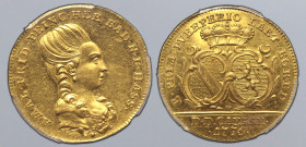 German States, Baden (Margraviate). Amalie Frederika of Hesse (daughter-in-law of Karl Friedrich) AV Ducat. Commemorating the birth of the twin prince...