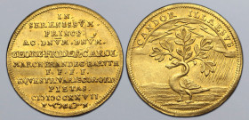 German States, Brandenburg-Bayreuth (Margraviate). George Friedrich Karl AV Medal of Ducat Weight. Nürnberg mint, 1727. Paul Gottlieb Nürnberger, mint...