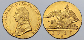 German States, Brandenburg-Preußen (Brandenburg-Prussia, Kingdom). Friedrich Wilhelm III AV Doppelter Friedrichs d'or. Berlin mint, 1811A. FRIEDR • WI...