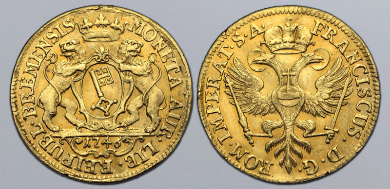 German States, Bremen (Free Imperial City) AV Ducat. In the name of Franz I (Hol...