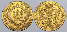German States, Hamburg (Free Hanseatic City) AV Ducat. In the name of Charles VI (Holy Roman Emperor). 1731. MONETA • AUREA • CIVITATIS • HAMBURGENS •...
