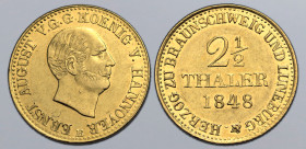 German States, Hannover (Kingdom). Ernst August AV 2 ½ Taler. 1848. ERNST AUGUST V. G. G. KOENIG V. HANNOVER, bare head to right, B below bust truncat...
