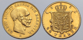 German States, Hannover (Kingdom). Ernst August AV 2 ½ Taler. 1850. ERNST AUGUST KOENIG VON HANNOVER, bare head to right, B below bust truncation / Cr...