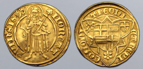 German States, Köln (Cologne, Archdiocese). Dietrich II von Mörs AV Goldgulden. Bonn mint, 1415. ᙏOꞂЄTA BVIꞂSIS, St. John the Baptist standing facing,...