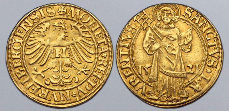 German States, Nürnberg (Nuremberg, Free Imperial City) AV Goldgulden. 1521. ✠ M...