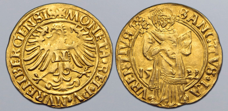 German States, Nürnberg (Nuremberg, Free Imperial City) AV Goldgulden. 1522. ✠ M...