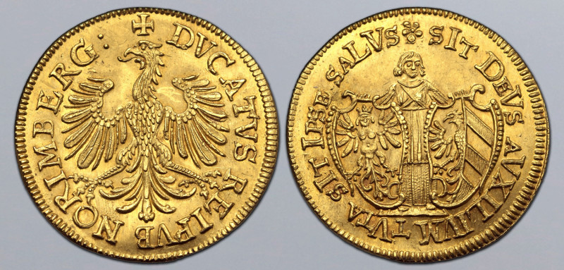 German States, Nürnberg (Nuremberg, Free Imperial City) AV Ducat. 1640. ✠ DVCATV...