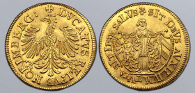 German States, Nürnberg (Nuremberg, Free Imperial City) AV Ducat. 1640. ✠ DVCATVS REIPVB NORIMBERG:, eagle with spread wings facing, head to left / SI...