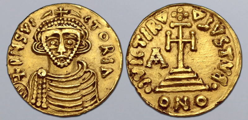 Lombard Kingdom, Beneventum. Arichis II AV Solidus. 765-774. D NS VICTORIΛ, crow...