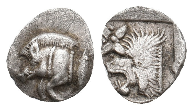 MYSIA, Kyzikos. (450-400 BC). AR Hemiobol. 0.39g 9.6m