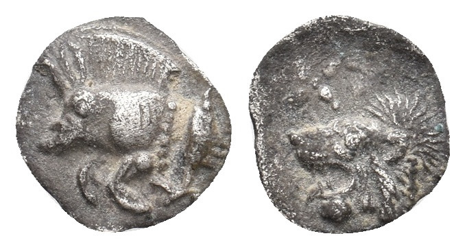 MYSIA, Kyzikos. (450-400 BC). AR Hemiobol. 0.35g 9m