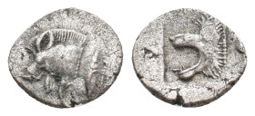MYSIA, Kyzikos. (450-400 BC). AR Hemiobol. 0.45g 9.6m