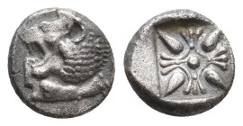IONIA, Miletos. (Late 6th-early 5th centuries BC). AR Obol or Hemihekte. 1.03g 9.3m
