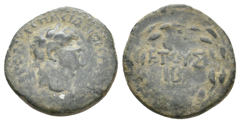 ASIA MINOR, Uncertain. Vespasian (69-79 AD) AE.
Obv: AYTOKP KAICAP OYECΠACIANOC...