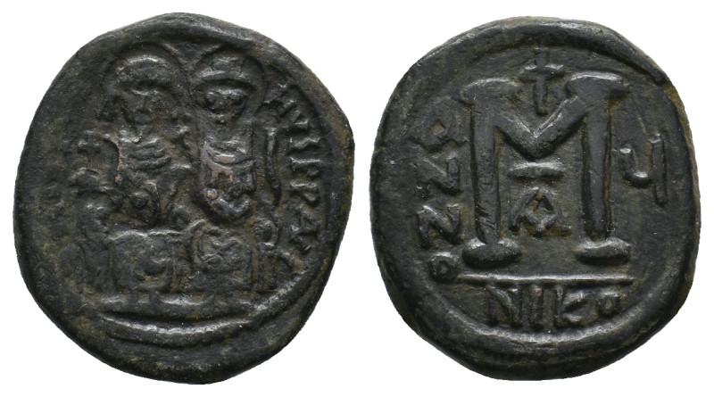 Justin II with Sophia (565-578 AD) AE Follis. Nicomedia. 12.93g 28.7m