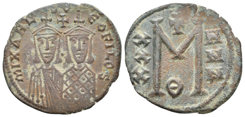 Michael II The Amorian with Theophilus (820-829 AD) AE. 7.87g 30.5m