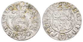 Poland 1506-1795
Zygmunt III Waza, Półtorak / 3 Polker, AR.
Obv. SIGIS 3 D G (3) REX P M D L
Rev. MONE NO (*↑*) REG POLO
2.08g
18.7m