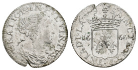 ITALY, Violante Doria Lomellini (1654-1671 AD) AR. Dated 1666. 1.82g 20.4m