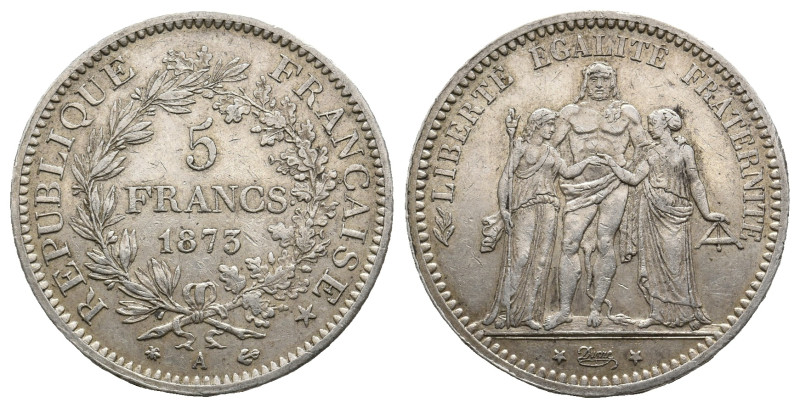 FRANCE, Third Republic (1870-1940 AD) 5 Francs. Dated 1873. 25.04g 37.3m