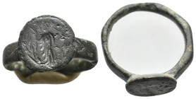 ANCIENT BYZANTINE BRONZE RING (CIRCA 11TH-14TH AD) 6.43g