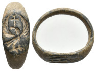 ANCIENT BYZANTINE BRONZE RING (CIRCA 11TH-14TH AD) 6.24g